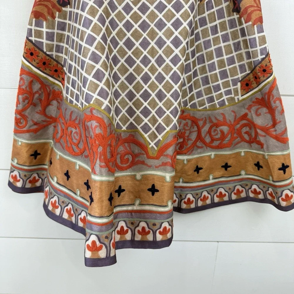 Pankaj & Nidhi Mini‎ Dress Women 0P Embroidered Boho Geometric Anthropologie
